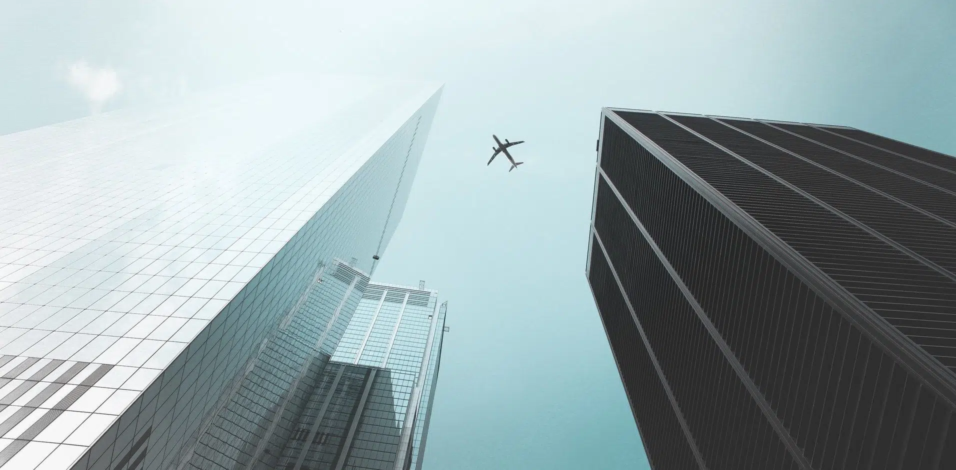 A plane flying over new york city