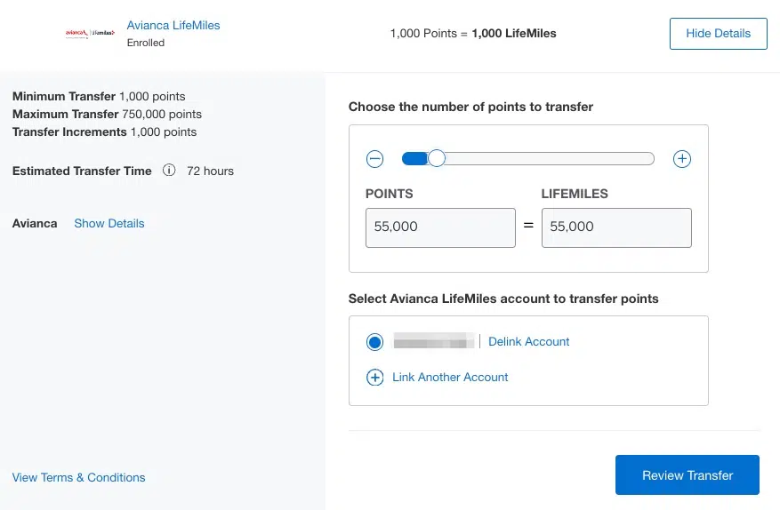 Amex Membership Rewards transfer to Avianca LifeMiles
