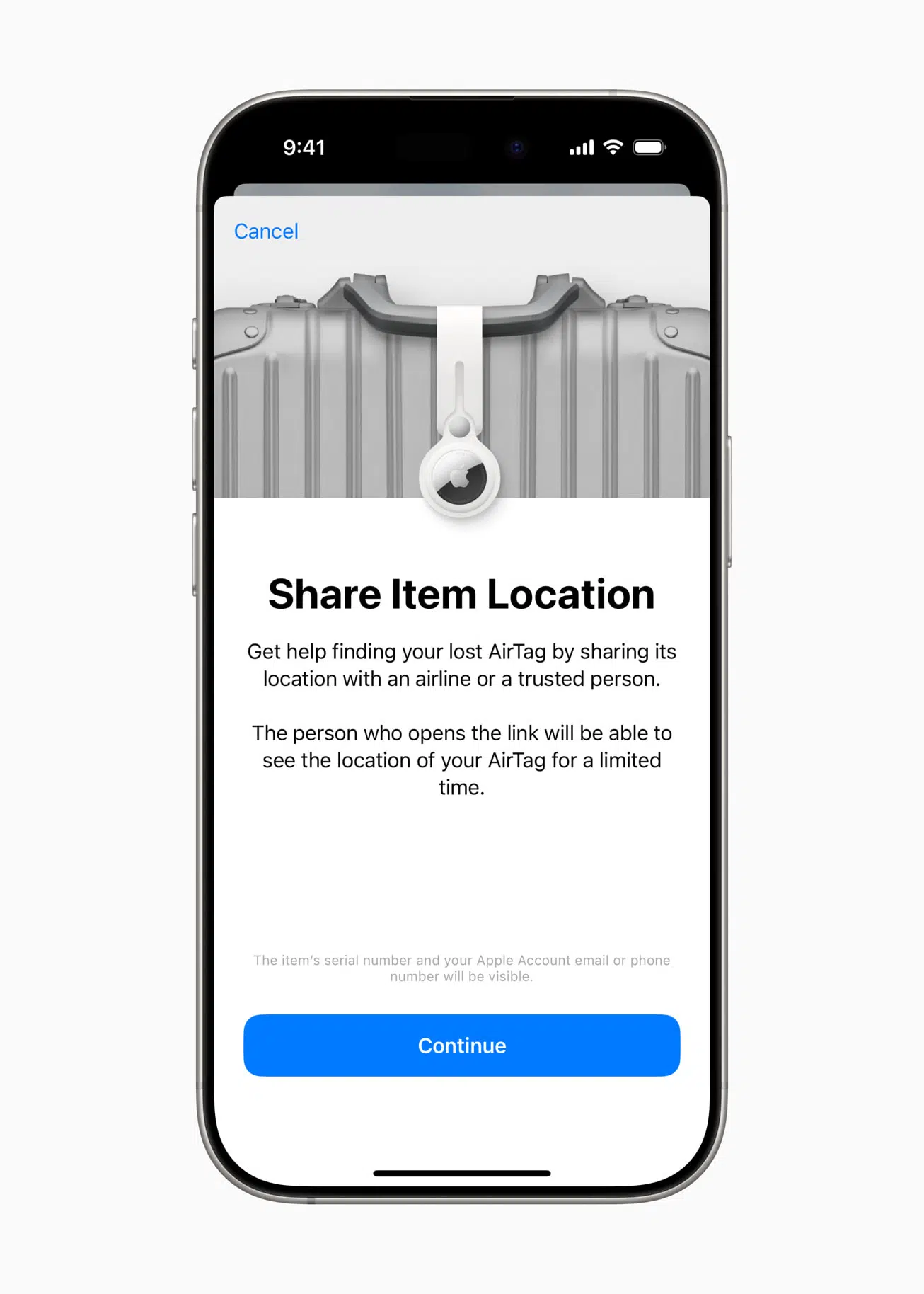 apple iphone with the option to share an item location 