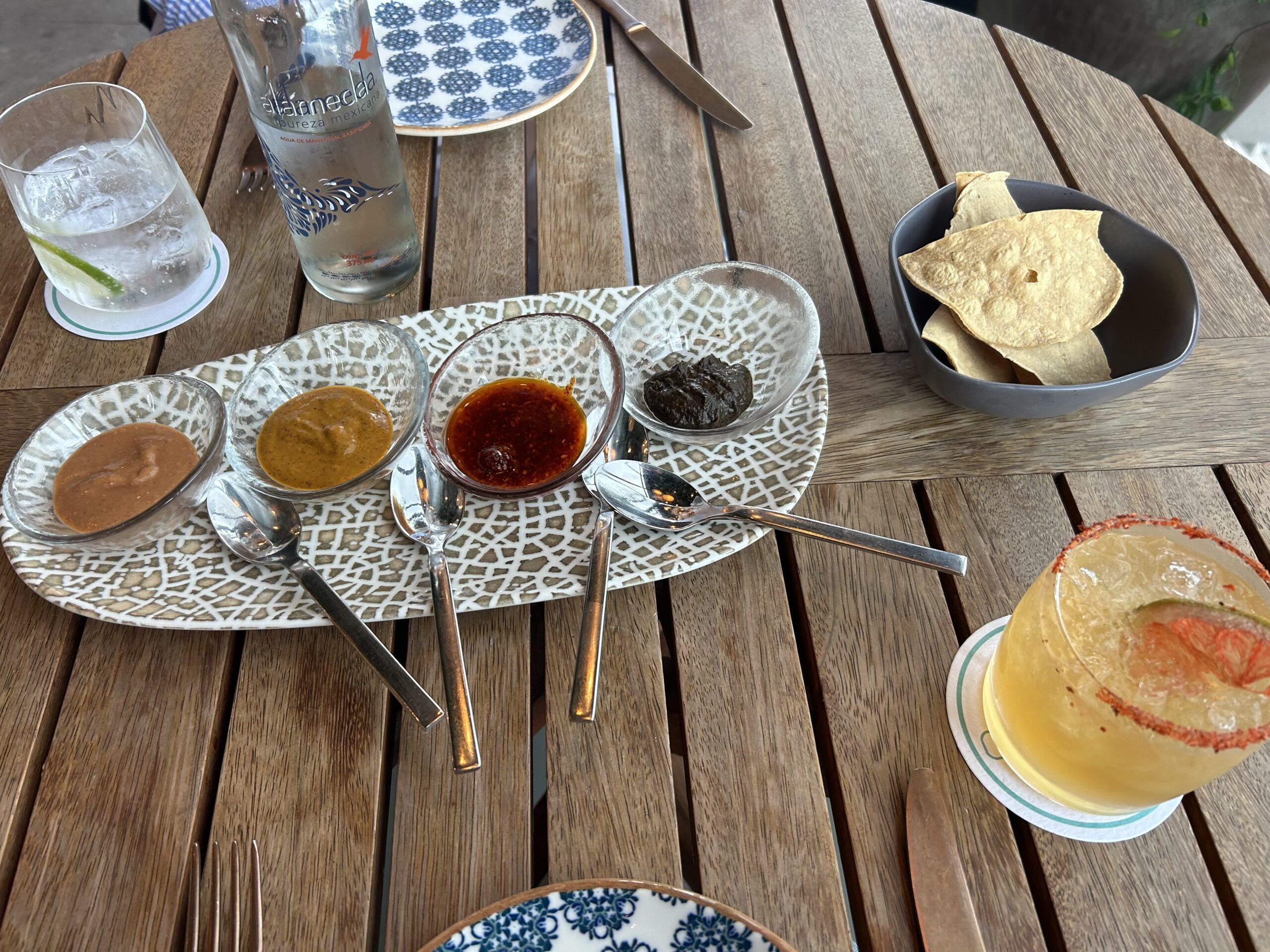 Cabuya dips and mezcalrita