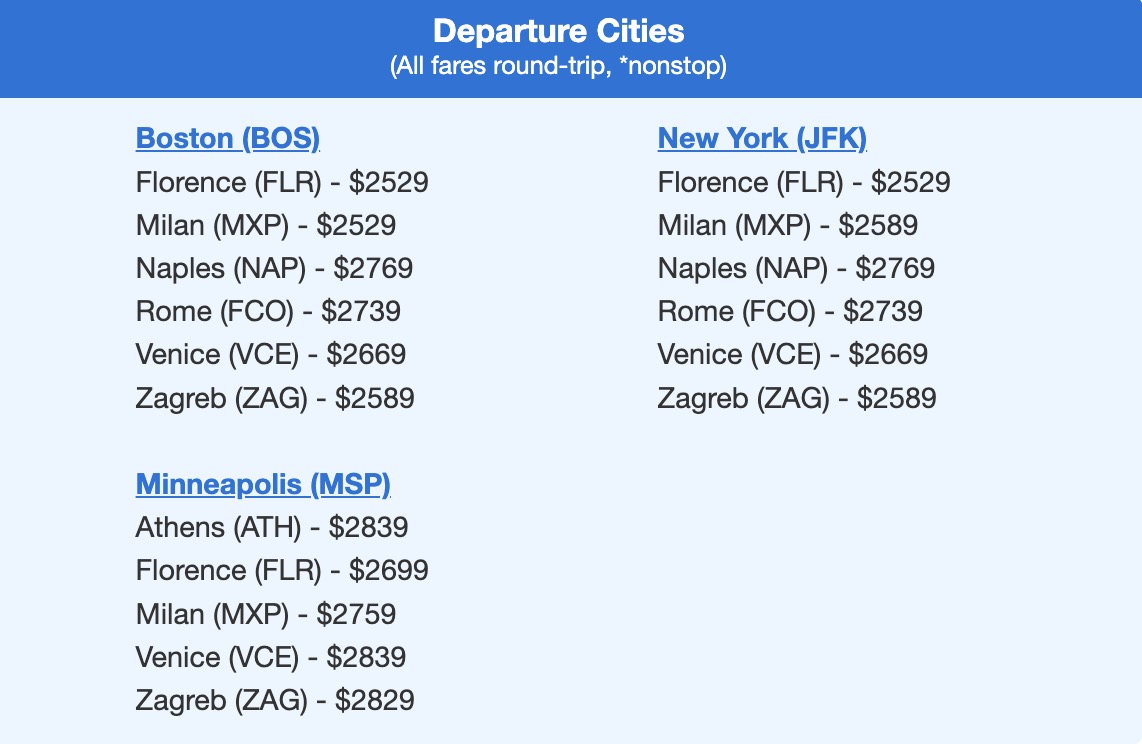 Condor business class fares