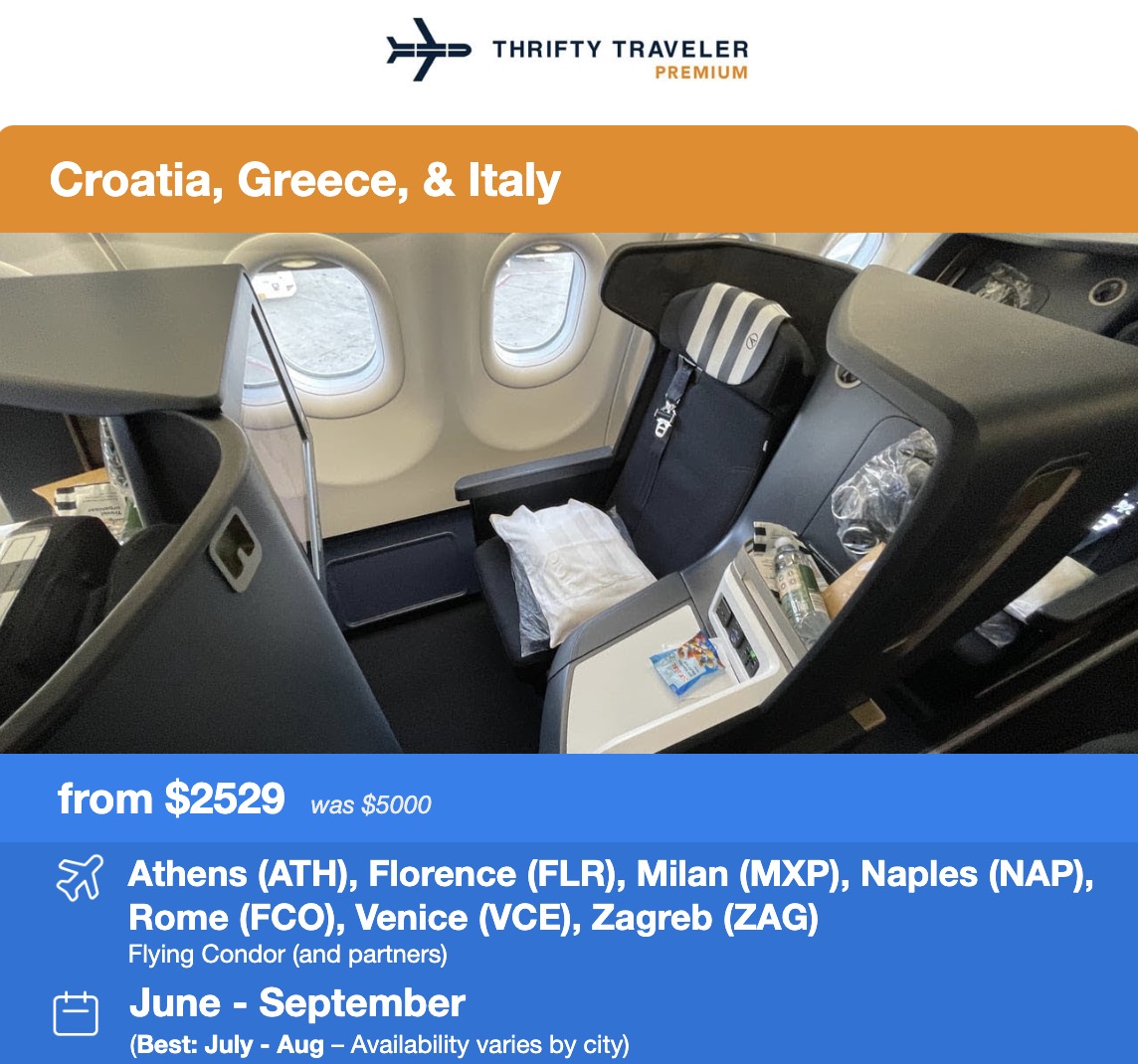 Condor business class flight deal