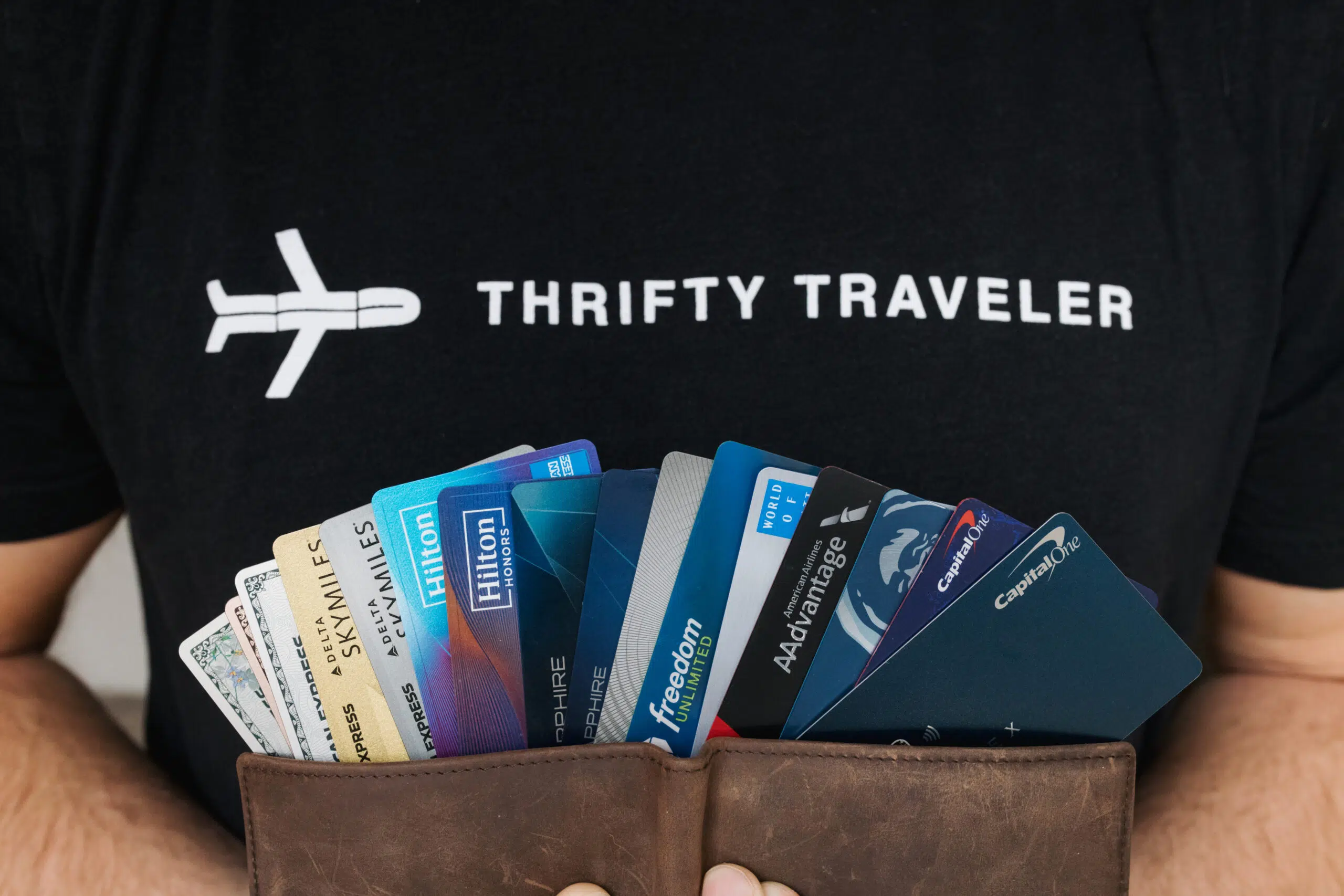 travel credit cards in a wallet