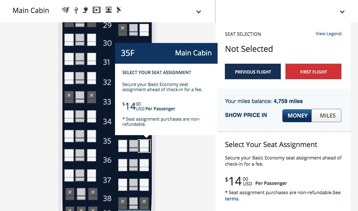 delta seat assignment map with prices