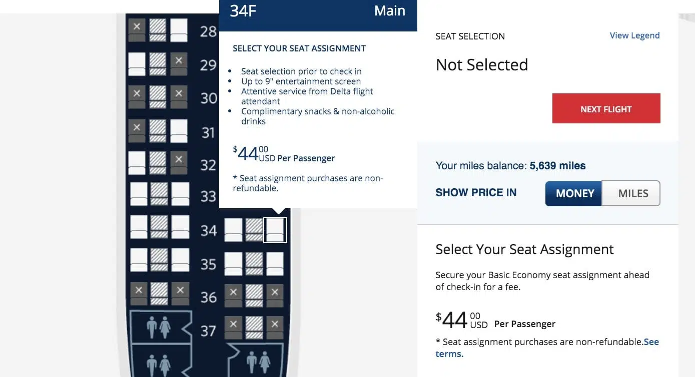 delta seat assignments with prices