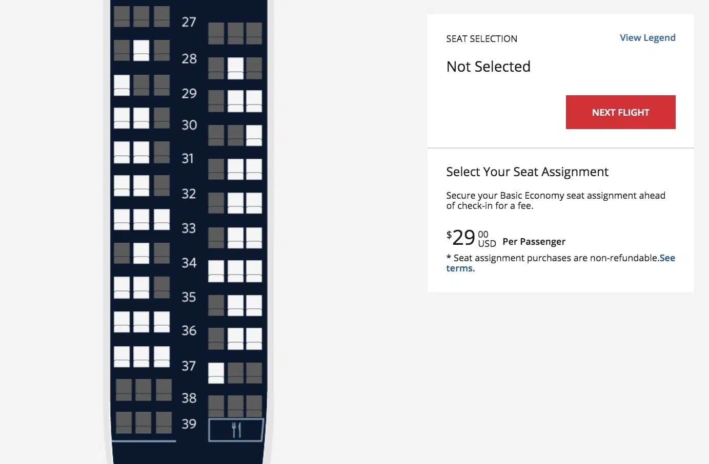 delta seat map with prices for seat assignment