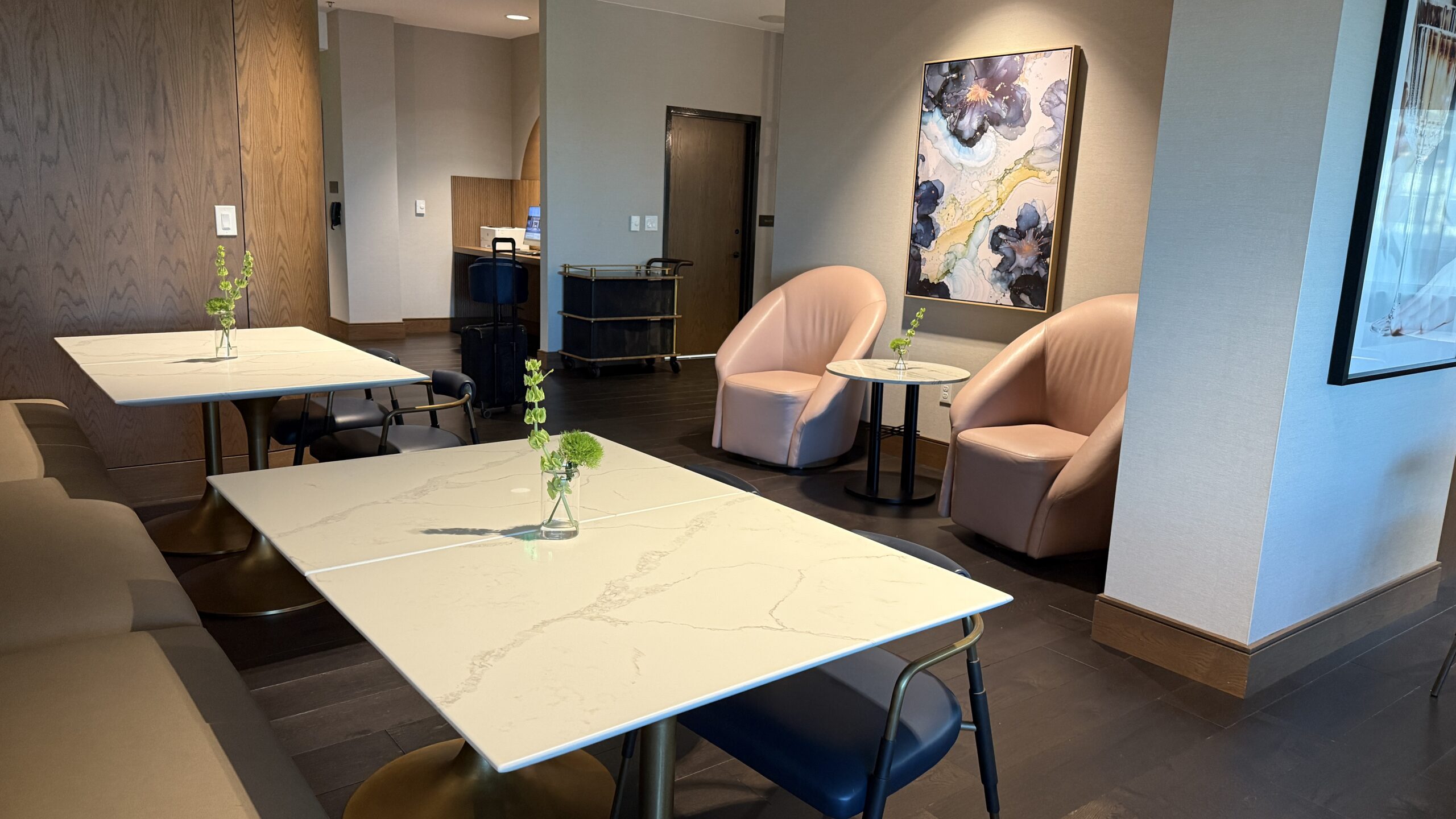 dining room table and lounge chairs.