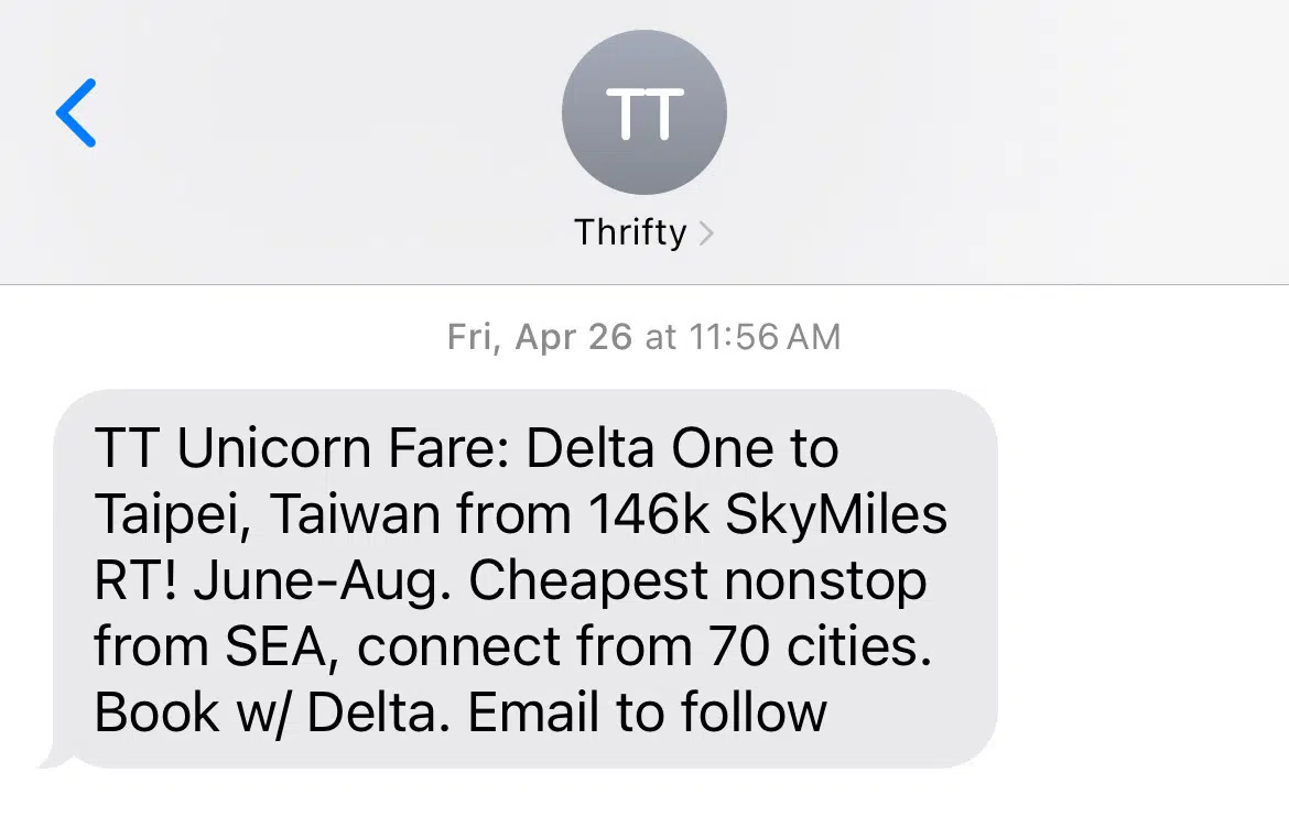 screenshot of a text message