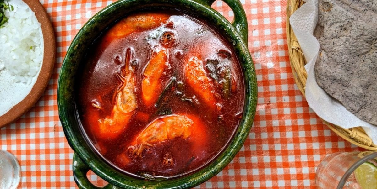 A bowl of food sitting on a table in Oaxaca