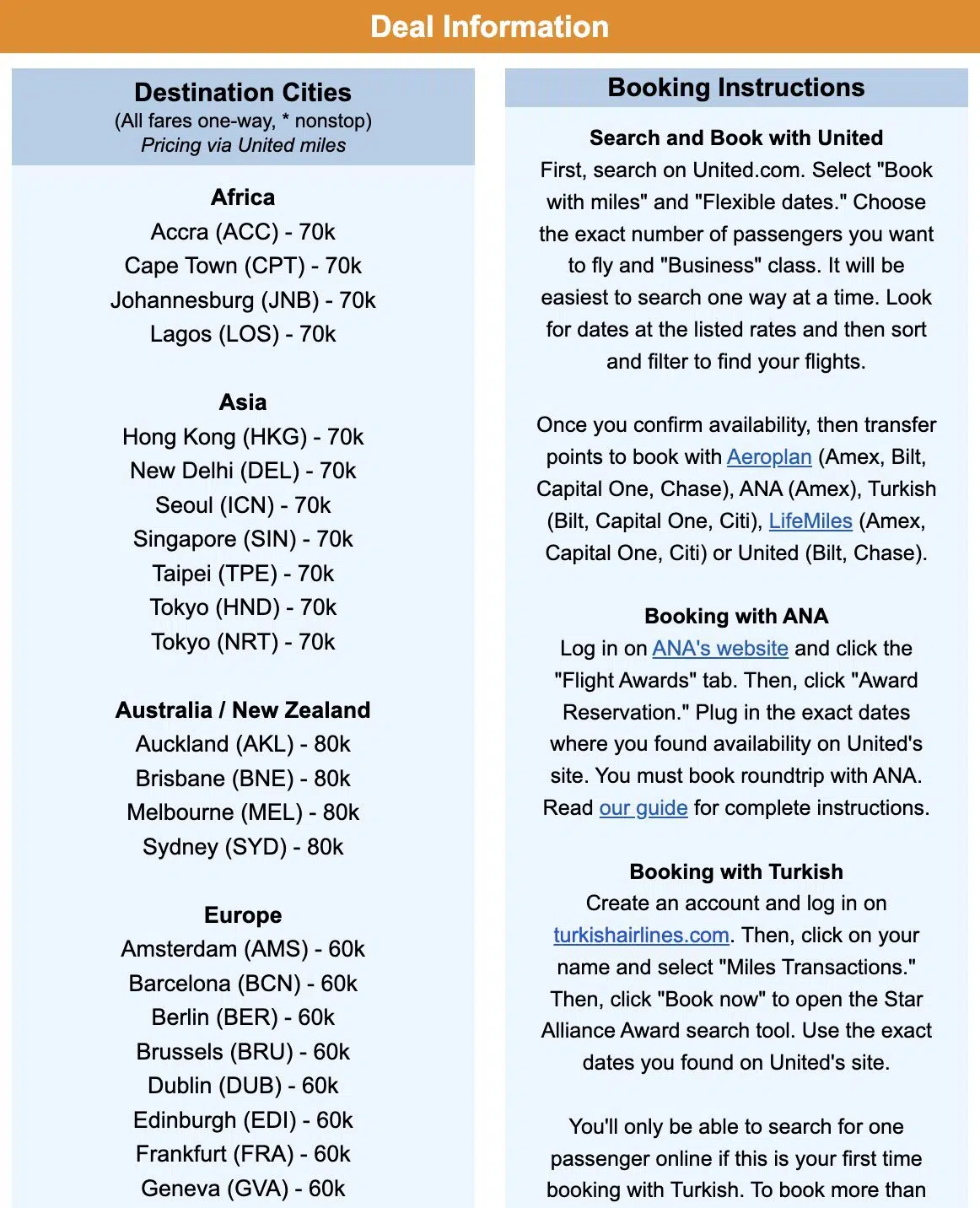 United business class flight deal