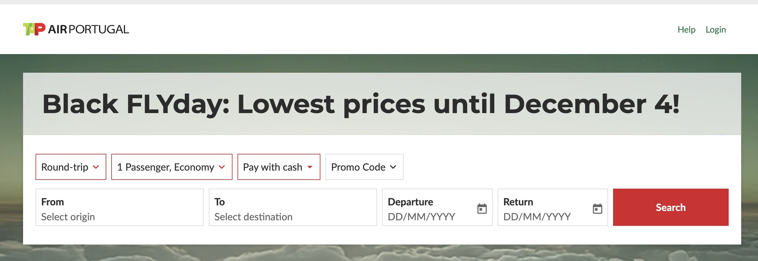 TAP Air Portugal Black Friday sale page