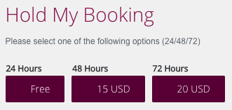 qatar airways hold options for fares