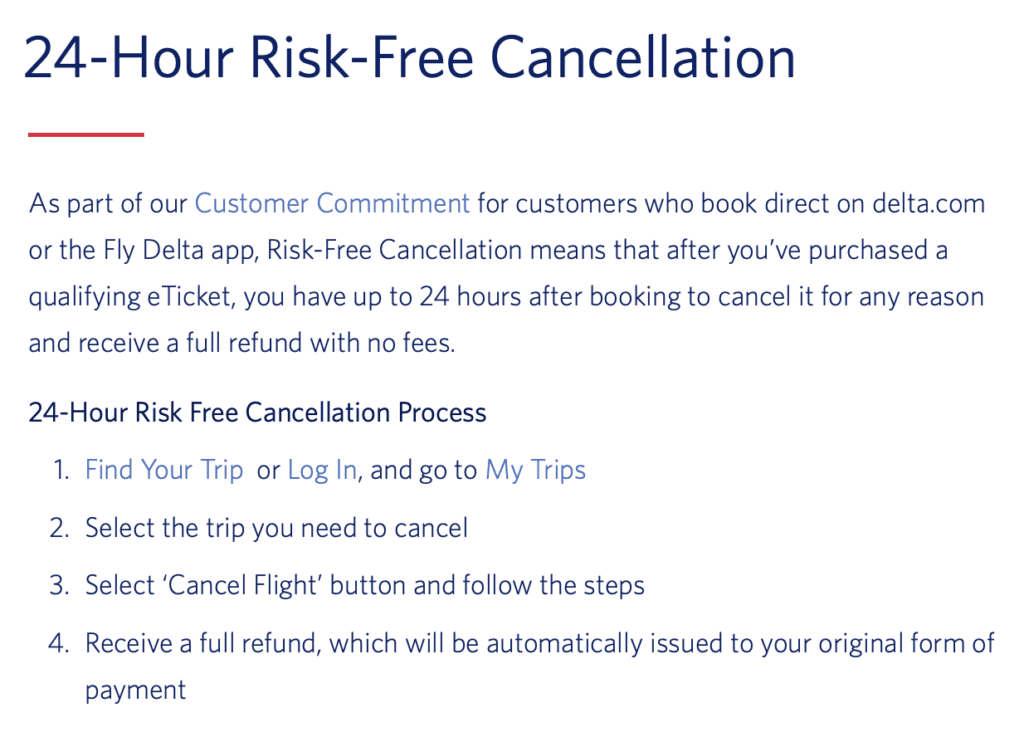 24-hour rule policy on delta's website