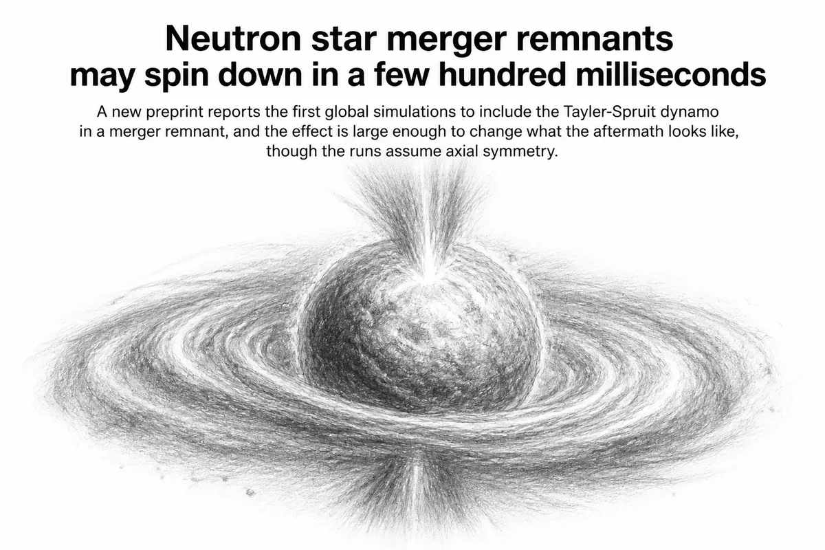 Illustration for “Neutron star merger remnants may spin down in a few hundred milliseconds”