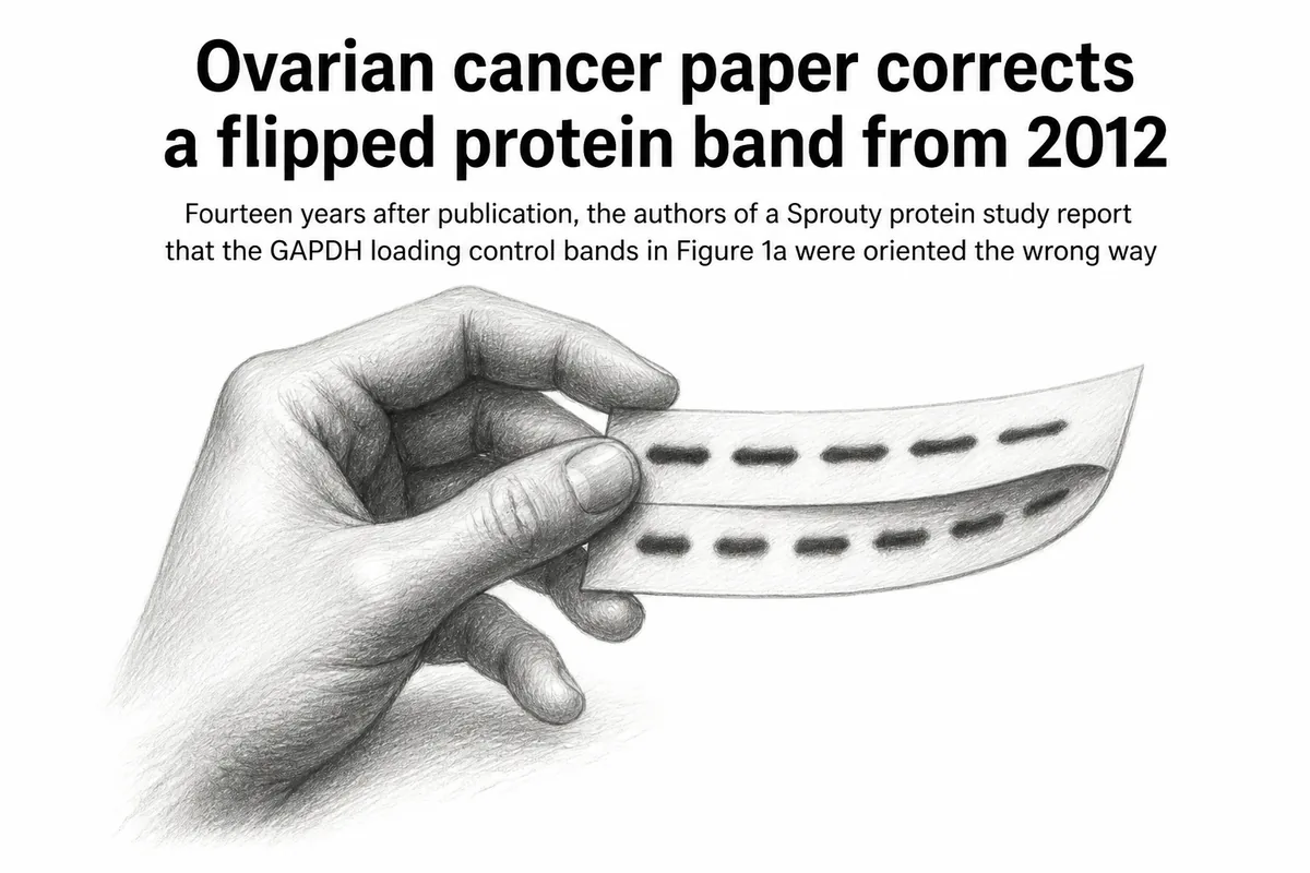 Illustration for “Ovarian cancer paper corrects a flipped protein band from 2012”